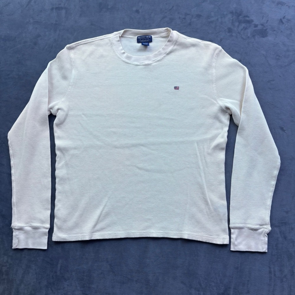 Polo Jeans Co Ralph Lauren Mens XXL Cream Waffle Knit Thermal Long Sleeve Shirt
